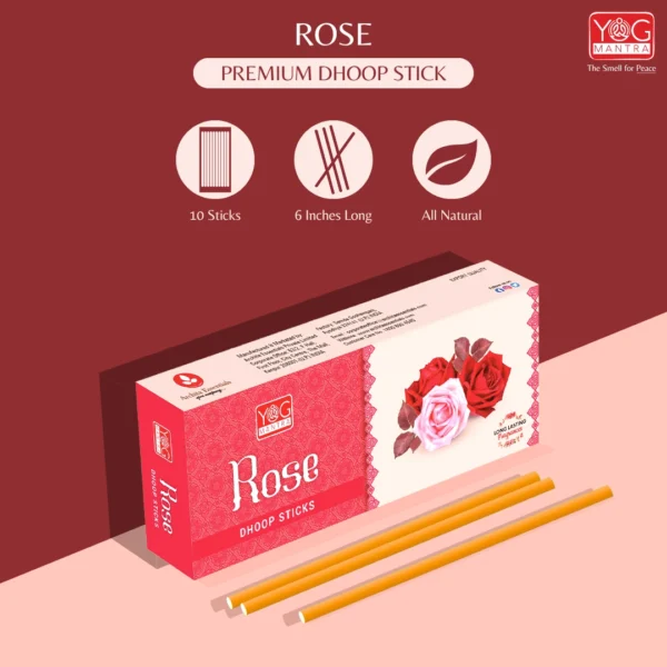 YogMantra Rose 6 Inches Dhoopsticks - (pack of 3) - Image 2