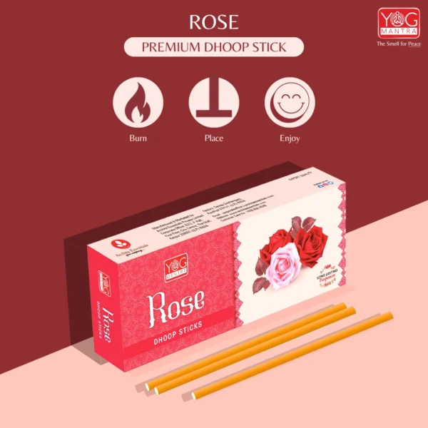 YogMantra Rose 6 Inches Dhoopsticks - (pack of 3) - Image 5