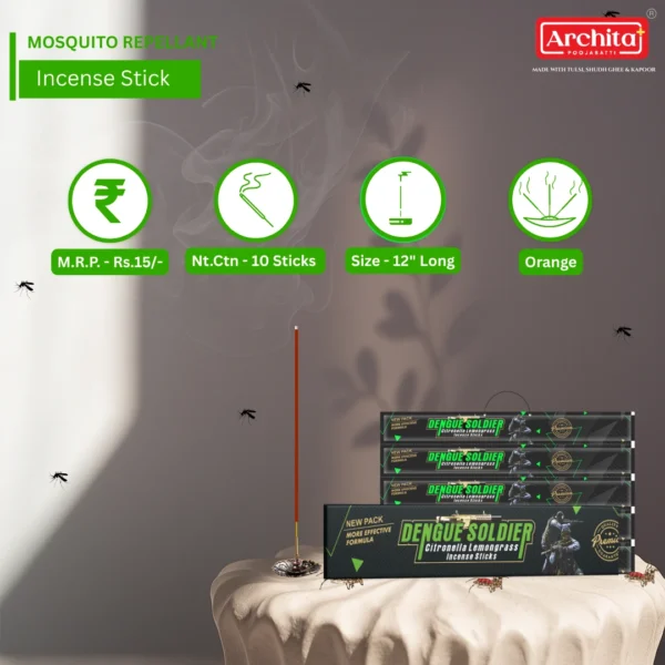 Archita Poojabatti Mosquito Repellent Incense Sticks - (Pack of 12) - Image 3