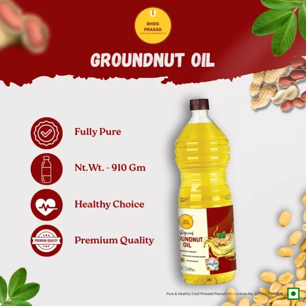 Bhog Prasad Pure and Natural Groundnut Oil 3000ml - (Pack of 3) - Image 2