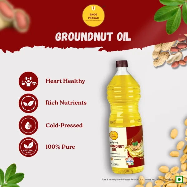 Bhog Prasad Pure and Natural Groundnut Oil 3000ml - (Pack of 3) - Image 3