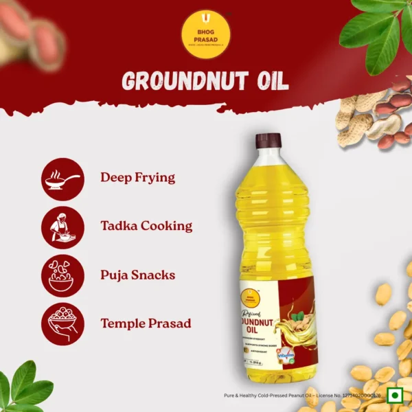 Bhog Prasad Pure and Natural Groundnut Oil 3000ml - (Pack of 3) - Image 4
