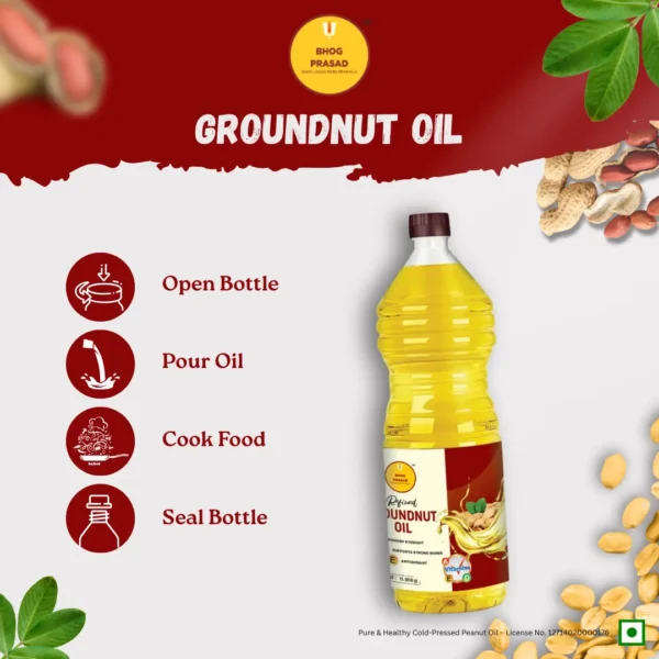 Bhog Prasad Pure and Natural Groundnut Oil 3000ml - (Pack of 3) - Image 5