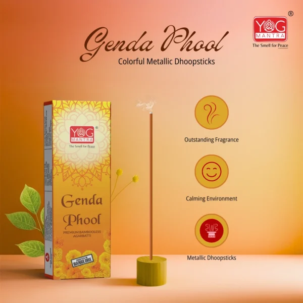 YogMantra Genda Phool Metallic Dhoopsticks - (pack of 1) - Image 4