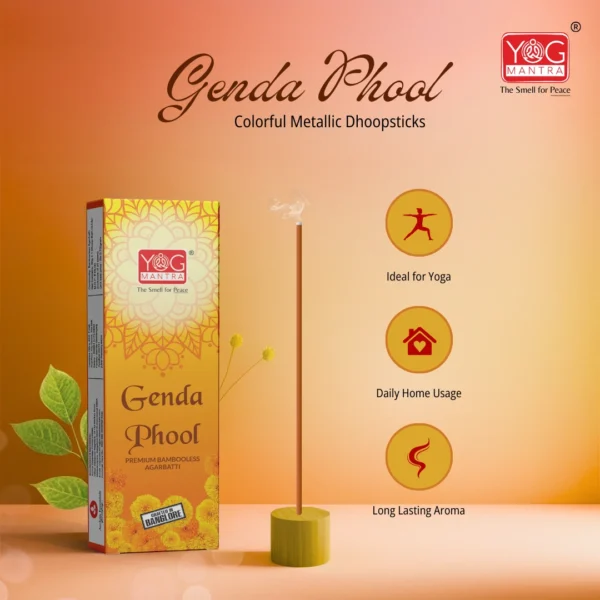 YogMantra Genda Phool Metallic Dhoopsticks - (pack of 1) - Image 2