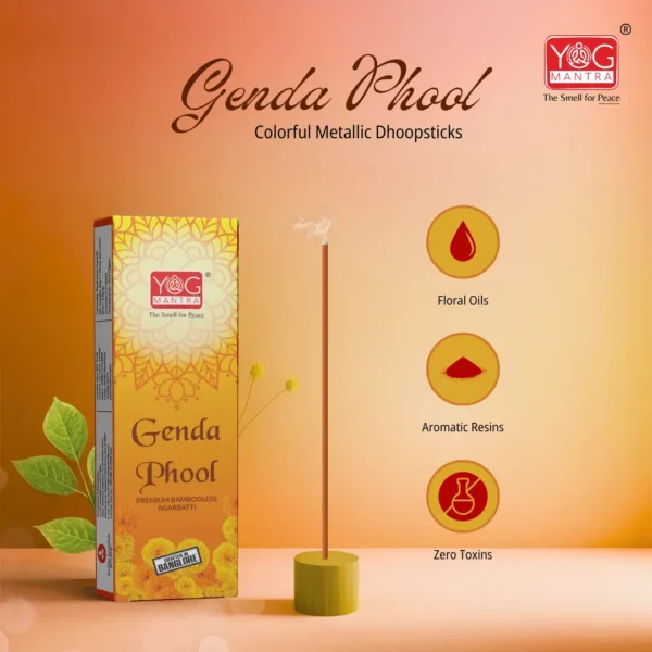 YogMantra Genda Phool Metallic Dhoopsticks - (pack of 1) - Image 3