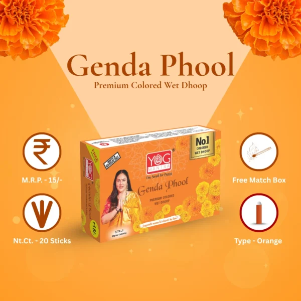 Yog Mantra Genda Phool Premium Colored Wet Dhoops - (pack of 12) - Image 5