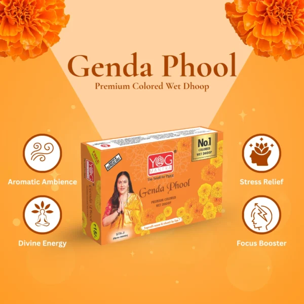 Yog Mantra Genda Phool Premium Colored Wet Dhoops - (pack of 12) - Image 4