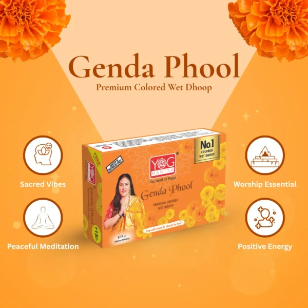 Yog Mantra Genda Phool Premium Colored Wet Dhoops - (pack of 12) - Image 3