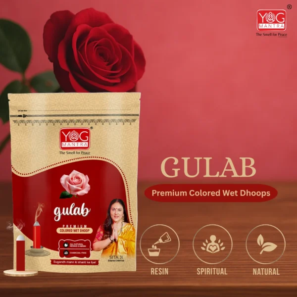 Yog Mantra Gulab Premium Colorful Wet Dhoops - (pack of 8) - Image 2