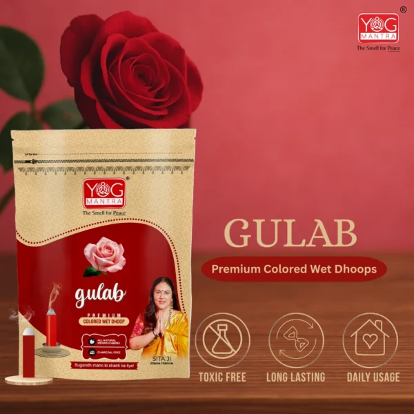 Yog Mantra Gulab Premium Colorful Wet Dhoops - (pack of 8) - Image 4