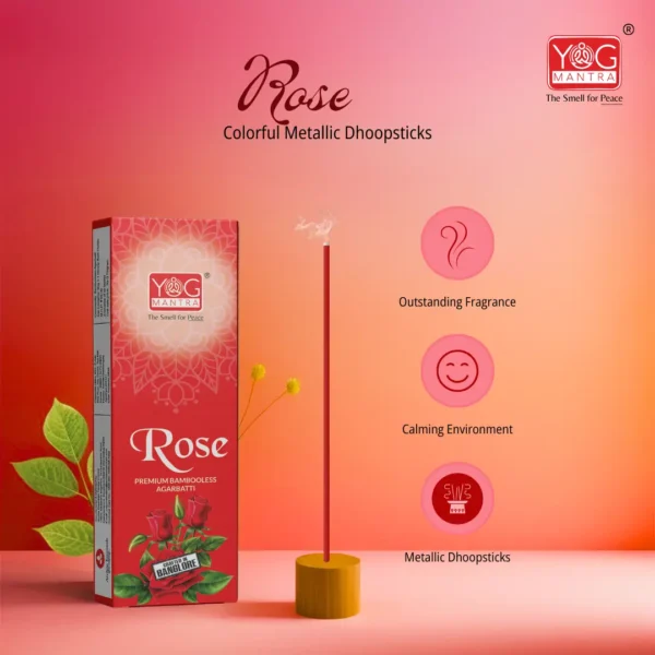 YogMantra Rose Metallic Dhoopsticks - (pack of 1) - Image 4