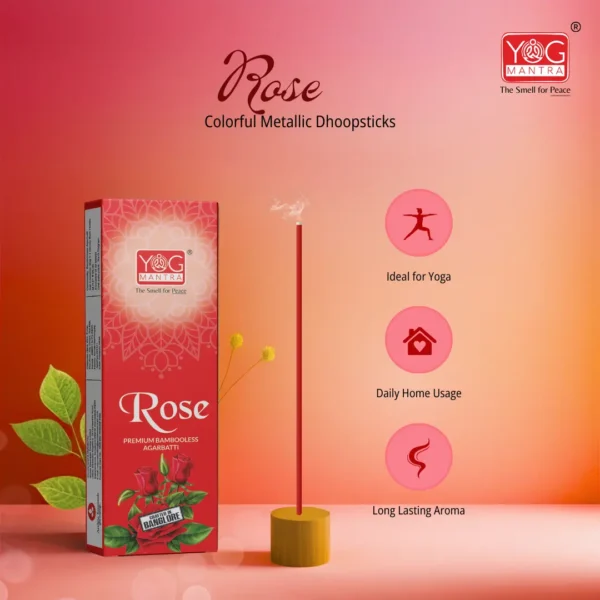 YogMantra Rose Metallic Dhoopsticks - (pack of 1) - Image 2