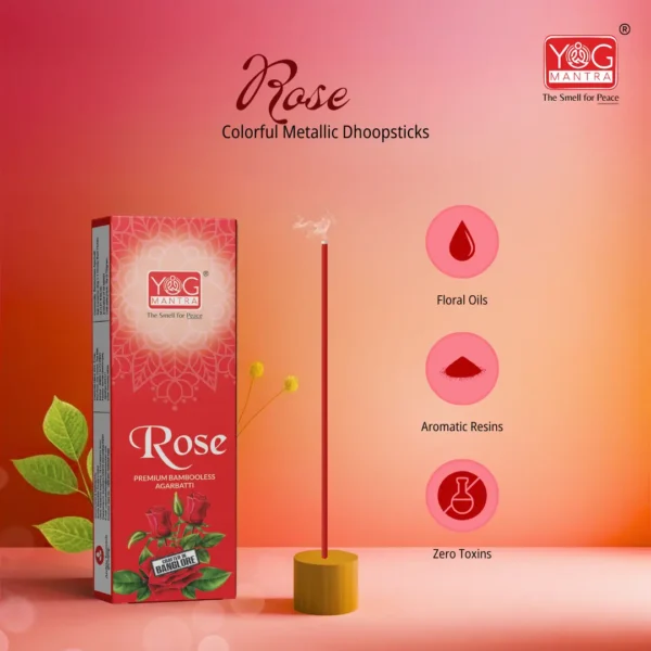 YogMantra Rose Metallic Dhoopsticks - (pack of 1) - Image 3