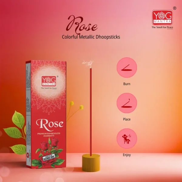 YogMantra Rose Metallic Dhoopsticks - (pack of 1) - Image 5