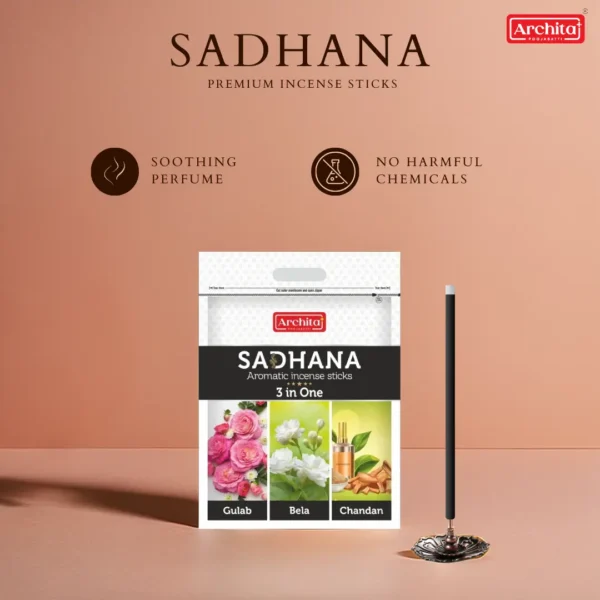 Archita Poojabatti Sadhana 3 in One (Gulab, Mogra, Chandan) Incense Stick - Image 2