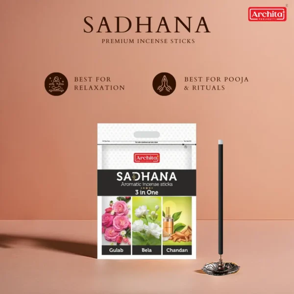 Archita Poojabatti Sadhana 3 in One (Gulab, Mogra, Chandan) Incense Stick - Image 3