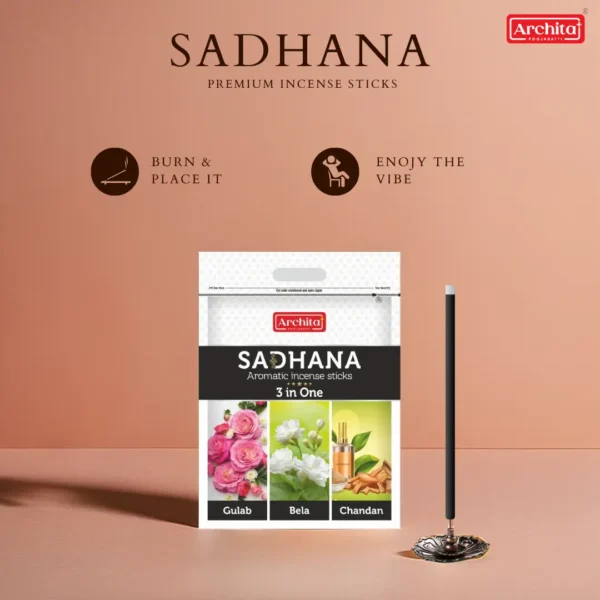 Archita Poojabatti Sadhana 3 in One (Gulab, Mogra, Chandan) Incense Stick - Image 4