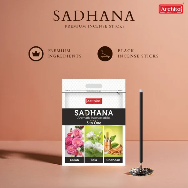 Archita Poojabatti Sadhana 3 in One (Gulab, Mogra, Chandan) Incense Stick - Image 5