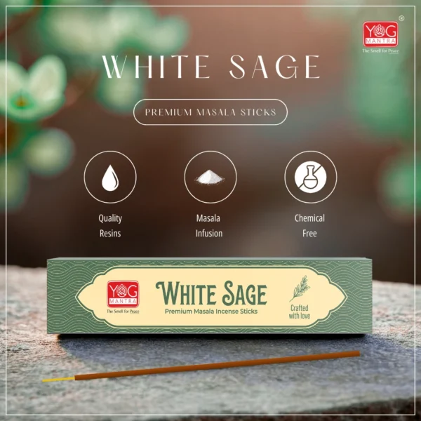 Yog Mantra White Sage Premium Masala Incense Sticks (Pack of 1) - Image 3