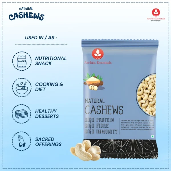 Archita Essentials Natural Cashews (Kaju) - 250gm (Pack of 1) - Image 3